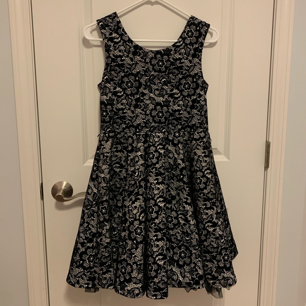 Black floral lace dress